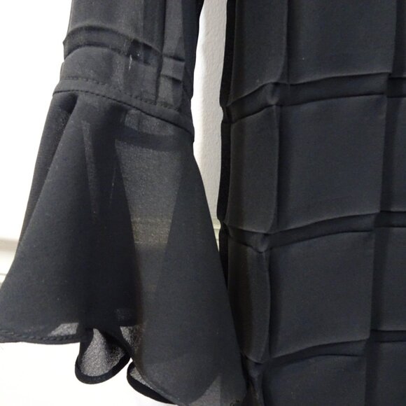 Yoshimi Koyama Paris Sheer Black Blouse Size M Velvet Buttons Patchwork Lagenloo - Picture 5 of 7